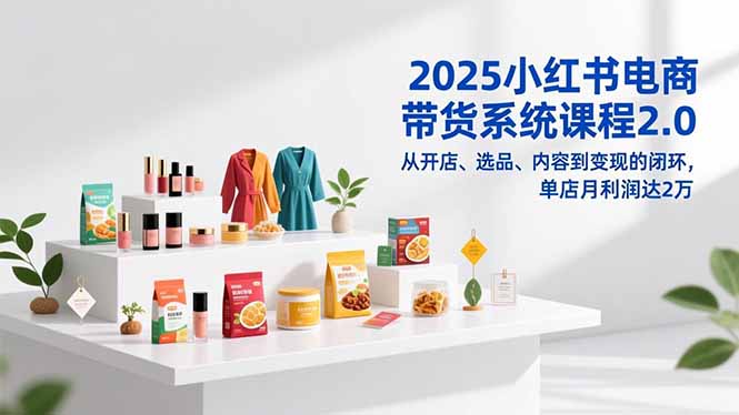 2025小红书电商带货系统课程2.0，从开店、选品、内容到变现的闭环，单店月利润达2万-创意资源网