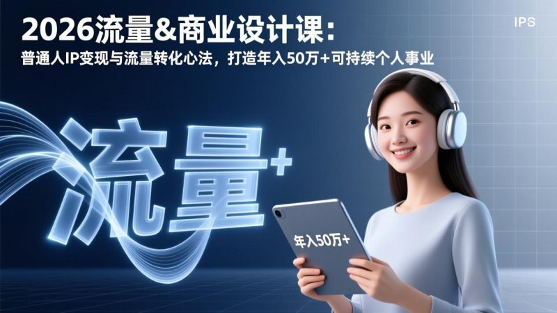 2026流量&商业设计课：普通人IP变现与流量转化心法，打造年入50万+可持续个人事业-创意资源网