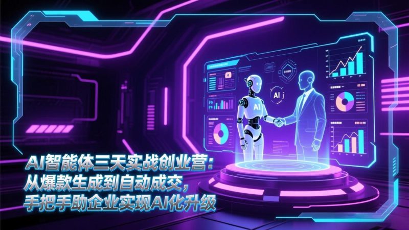 AI智能体三天实战创业营：从爆款生成到自动成交，手把手助企业实现AI化升级-创意资源网