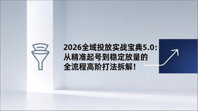 2026全域投放实战宝典5.0:从精准起号到稳定放量的全流程高阶打法拆解!-创意资源网