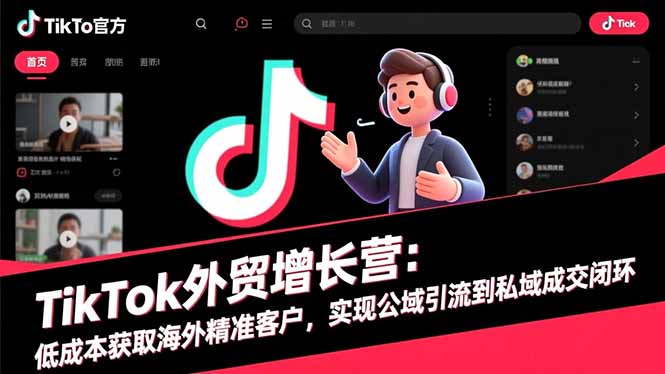 TikTok外贸增长营：低成本获取海外精准客户，实现公域引流到私域成交闭环-创业资源网 | 精品设计与工具分享平台