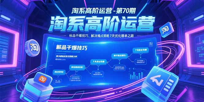 淘系高阶运营-第70期，标品干爆技巧，解决难点策略，大佬操盘方法-创业资源网 | 精品设计与工具分享平台