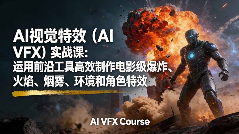 AI视觉特效（AI VFX）实战课：运用前沿工具高效制作电影级爆炸、火焰、烟雾、环境和角色特效-创业资源网 | 精品设计与工具分享平台