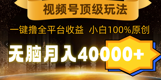 视频号顶级玩法，无脑月入40000+，一键撸全平台收益，纯小白也能100%原创-创业资源网 | 精品设计与工具分享平台