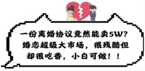 一份离婚协议竟然能卖5W？婚恋超级大市场，很残酷但却很吃香，小白可做-创业资源网 | 精品设计与工具分享平台
