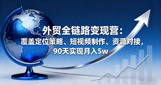 外贸全链路变现营:覆盖定位策略、短视频制作、资源对接,90天实现月入5w-创业资源网 | 精品设计与工具分享平台