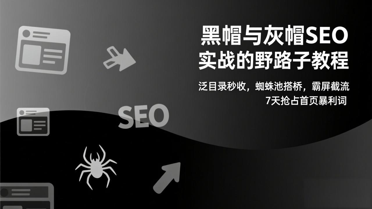 黑帽与灰帽SEO实战的野路子教程:泛目录秒收,蜘蛛池搭桥,霸屏截流,7天抢占首页暴利词 黑帽与灰帽SEO实战的野路子教程:泛目录秒收,蜘蛛池搭桥,霸屏截流,7天抢占首页暴利词