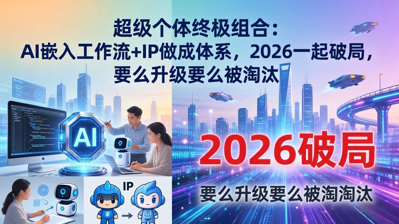 超级个体终极组合-更新:AI嵌入工作流+IP做成体系,2026一起破局,要么升级要么被淘汰 超级个体终极组合-更新:AI嵌入工作流+IP做成体系,2026一起破局,要么升级要么被淘汰