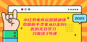 小红书电商·运营精通课，帮助新手卖家从0走向1 告别无效学习（7节视频课）-创业资源网 | 精品设计与工具分享平台