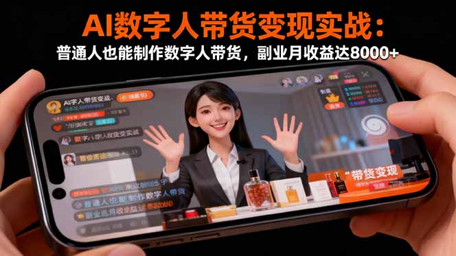 AI数字人带货变现实战：普通人也能制作数字人带货，副业月收益达8000+-创业资源网 | 精品设计与工具分享平台