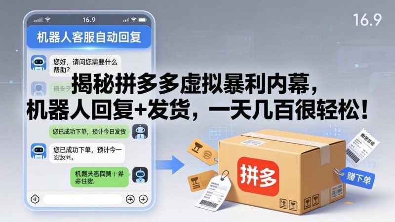 揭秘拼多多虚拟暴利内幕，机器人回复+发货，一天几百很轻松！-创业资源网 | 精品设计与工具分享平台