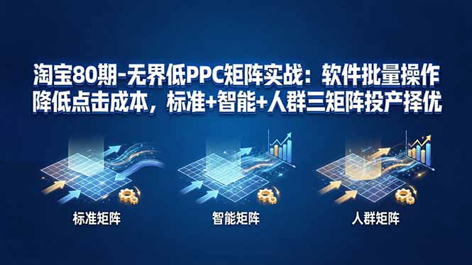 淘宝80期-无界低PPC矩阵实战：软件批量操作降低点击成本，标准+智能+人群三矩阵投产择优-创业资源网 | 精品设计与工具分享平台