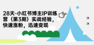 28天-小红书博主IP训练营（第3期）实战经验，快速涨粉，迅速变现-创业资源网 | 精品设计与工具分享平台