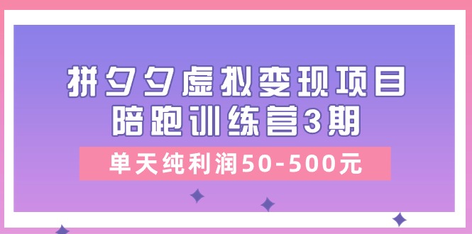某收费培训《拼夕夕虚拟变现项目陪跑训练营3期》单天纯利润50-500元-创业资源网 | 精品设计与工具分享平台
