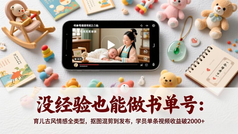 没经验也能做书单号：育儿古风情感全类型，抠图混剪到发布，学员单条视频收益破2000+-创业资源网 | 精品设计与工具分享平台