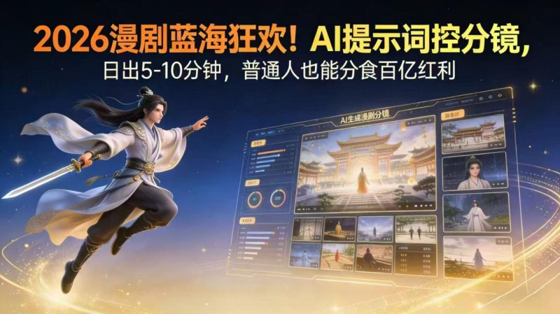 2026漫剧红利实锤! AI 提示词控分镜, 普通人也能轻松月入过万-创业资源网 | 精品设计与工具分享平台