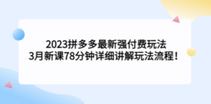 2023拼多多最新强付费玩法，3月新课​78分钟详细讲解玩法流程-创业资源网 | 精品设计与工具分享平台
