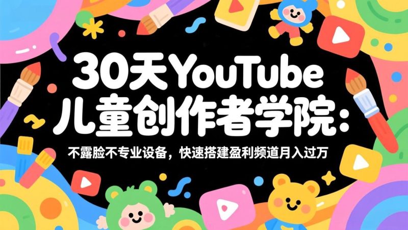30天YouTube儿童创作者学院:不露脸不专业设备,快速搭建盈利频道月入过万-创业资源网 | 精品设计与工具分享平台