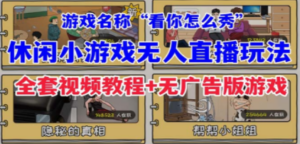 抖音爆火的休闲小游戏“看你怎么秀”无人直播玩法【全套教程+游戏+软件】-创业资源网 | 精品设计与工具分享平台