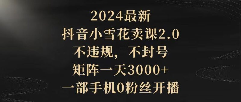 2024最新抖音小雪花卖课2.0 不违规 不封号 矩阵一天3000+一部手机0粉丝开播-创业资源网 | 精品设计与工具分享平台