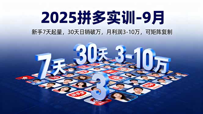 2025拼多多实训-9月：新手7天起量,30天日销破万,月利润3-10万,可矩阵复制-创业资源网 | 精品设计与工具分享平台