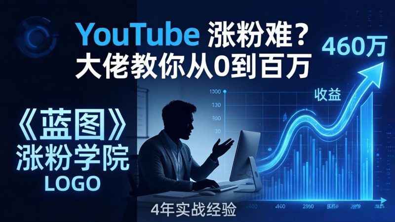 YouTube 涨粉难?《蓝图涨粉学院》:4 年赚 460 万的大佬教策略,从0到百万有路径!-创业资源网 | 精品设计与工具分享平台