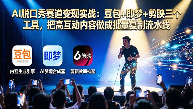 AI脱口秀赛道变现实战:豆包+即梦+剪映三个工具,把高互动内容做成批量复制流水线-创业资源网 | 精品设计与工具分享平台