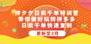 拼夕夕日卖千单特训营，带你做好玩转拼多多，日卖千单快速复制 (更新至3月)-创业资源网 | 精品设计与工具分享平台
