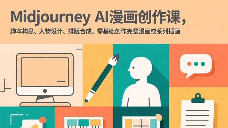 Midjourney AI漫画创作课，脚本构思、人物设计、排版合成，零基础创作完整漫画或系列插画-创业资源网 | 精品设计与工具分享平台