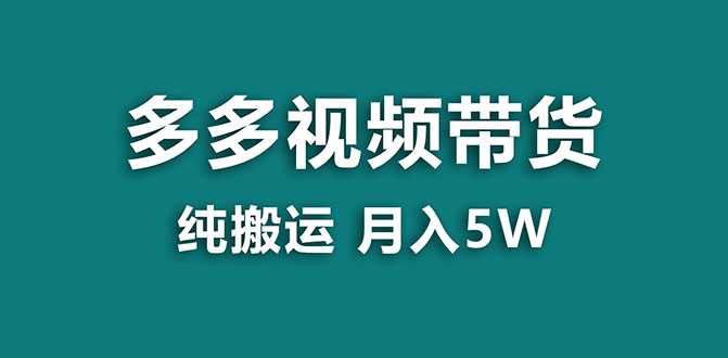 拼多多视频带货项目：纯搬运一个月5w利润，新手也能轻松操作【蓝海项目】-创业资源网 | 精品设计与工具分享平台