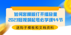 如何套模板打开播放量，2023短视频起号必学课44节（送钩子模板和文档资料）-创业资源网 | 精品设计与工具分享平台