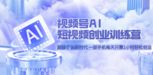 视频号AI短视频创业训练营 超级个体新时代 一部手机每天只需1小时轻松创业-创业资源网 | 精品设计与工具分享平台
