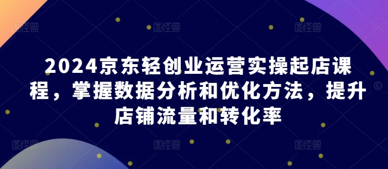 2024京东轻创业运营实操起店课程，掌握数据分析和优化方法，提升店铺流量和转化率-创业资源网 | 精品设计与工具分享平台