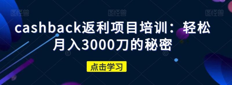 CASHBACK返利项目培训:轻松月入3000刀的秘密-创业资源网 | 精品设计与工具分享平台