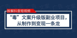 拆解抖音短视频：“毒”文案升级版副业项目，从制作到变现（教程+素材）-创业资源网 | 精品设计与工具分享平台