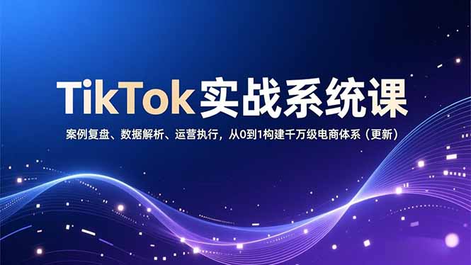 TikTok实战系统课，案例复盘、数据解析、运营执行，从0到1构建千万级电商体系（更新）-创业资源网 | 精品设计与工具分享平台