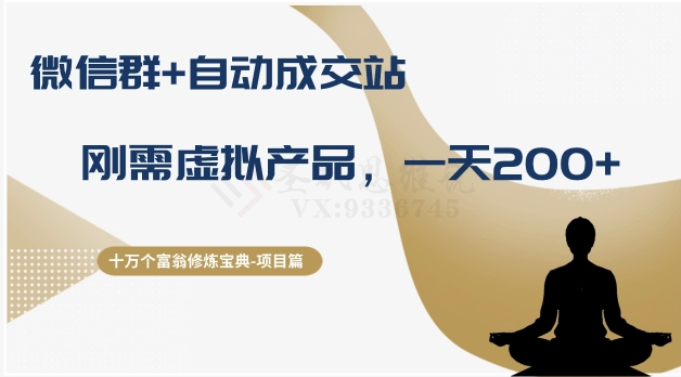 十万个富翁修炼宝典之8.微信群+自动成交站，刚需虚拟产品，一天200+-创业资源网 | 精品设计与工具分享平台