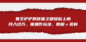 全网首发，靠王铲铲的致富之路轻松上榜，月入过万，骚操作玩法，教程＋资料-创业资源网 | 精品设计与工具分享平台