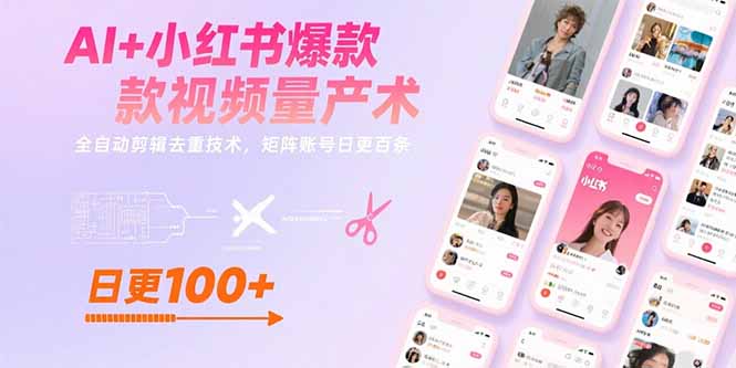 AI+小红书爆款视频量产术：全自动剪辑去重技术，矩阵账号日更百条-创业资源网 | 精品设计与工具分享平台