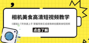 相机美食高清短视频教学 0基础3-7天快速上手 掌握用单反或者微单拍摄美食-创业资源网 | 精品设计与工具分享平台