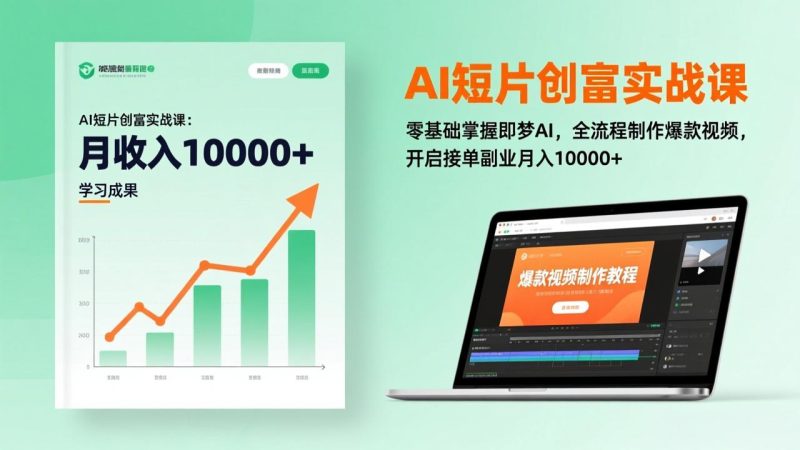 AI短片创富实战课:零基础掌握即梦AI,全流程制作爆款视频,开启接单副业月入10000+(更新)-创业资源网 | 精品设计与工具分享平台