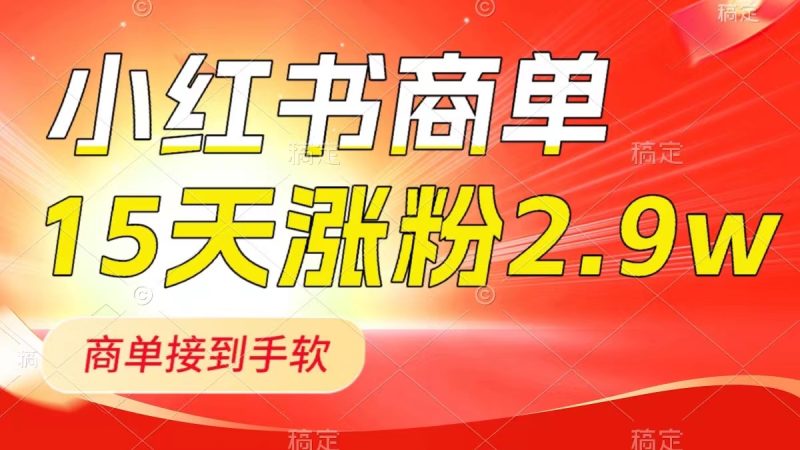 小红书商单最新玩法，新号15天2.9w粉，商单接到手软，1分钟一篇笔记-创业资源网 | 精品设计与工具分享平台