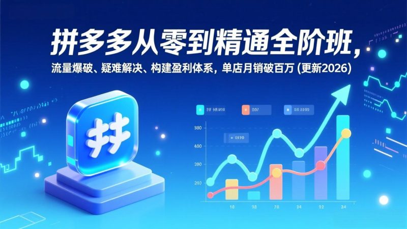 拼多多从零到精通全阶班，流量爆破、疑难解决，构建盈利体系，单店月销破百万(更新2026)-创业资源网 | 精品设计与工具分享平台