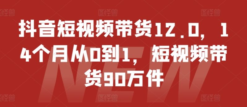 抖音短视频带货12.0,14个月从0到1,短视频带货90万件 抖音短视频带货12.0,14个月从0到1,短视频带货90万件