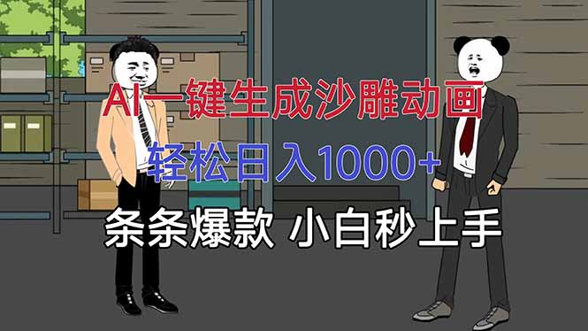 AI一键生成沙雕动画，轻松日入1000+，条条爆款，小白秒上手-创业资源网 | 精品设计与工具分享平台