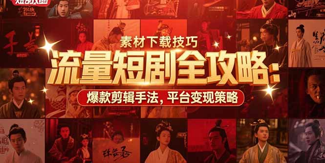 流量短剧全攻略:素材下载技巧,爆款剪辑手法,平台变现策略 流量短剧全攻略:素材下载技巧,爆款剪辑手法,平台变现策略