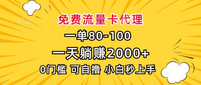 一单80，免费流量卡代理，一天躺赚2000+，0门槛，小白也能轻松上手-创业资源网 | 精品设计与工具分享平台
