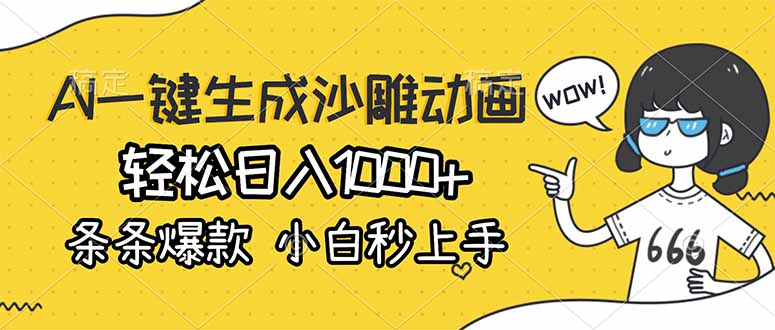 AI一键生成沙雕动画，轻松日入1000+，条条爆款，小白秒上手-创业资源网 | 精品设计与工具分享平台