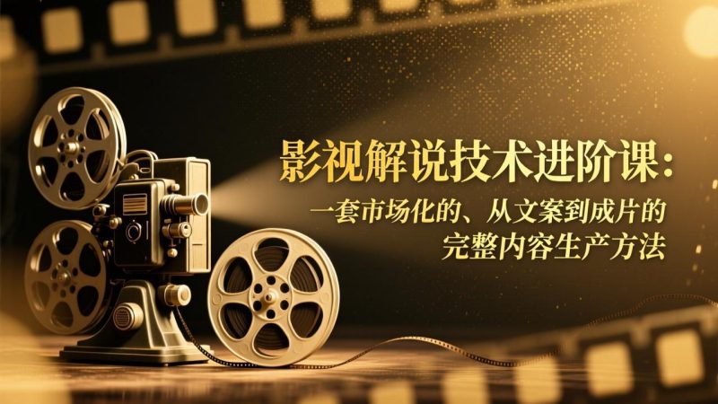 影视解说技术进阶课：一套市场化的、从文案到成片的完整内容生产方法-创业资源网 | 精品设计与工具分享平台