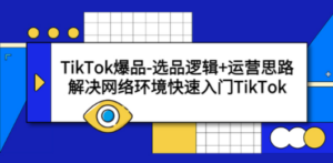 TikTok爆品-选品逻辑+运营思路：解决网络环境快速入门TikTok-创业资源网 | 精品设计与工具分享平台